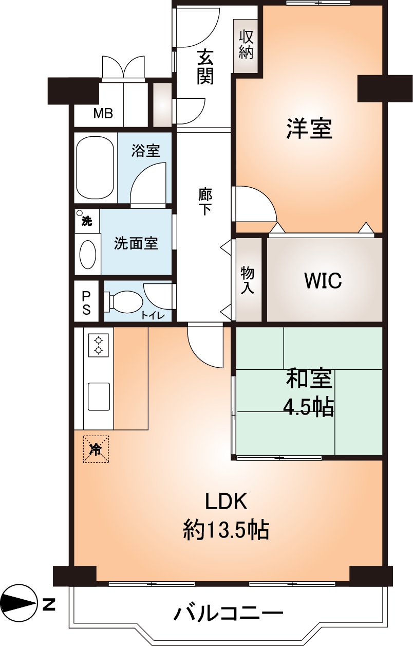 2LDK+S（納戸）、価格2280万円、専有面積60.49m2、バルコニー面積6m2 大容量のWIC、広々した玄関土間スペース♪(間取)