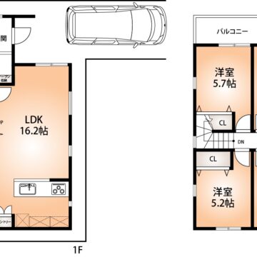 建物プラン例(Ｂ号地)4LDK、土地価格3787万5000円、土地面積100.19m2、建物価格2005万円、建物面積100.44m2(間取)