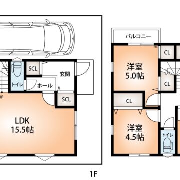 建物プラン例(Ａ号地)4LDK、土地価格3285万9000円、土地面積80.47m2、建物価格1841万4000円、建物面積92.25m2(間取)