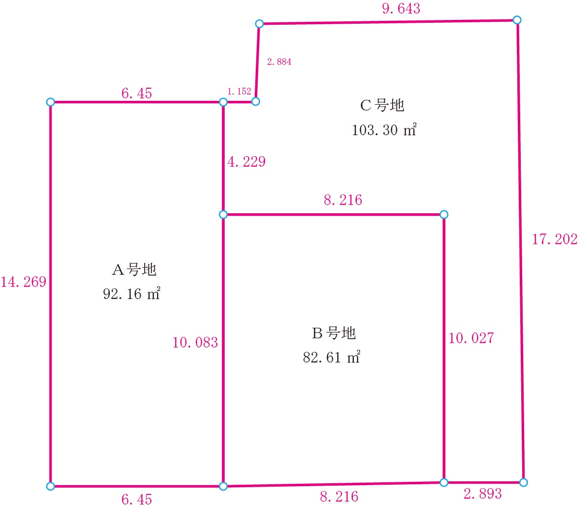 全体区画図　建築条件付き　3区画・82.61m2～103.30m2