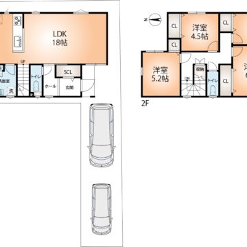 C号地　参考プラン図　延べ床面積101.25㎡　建物価格2，021万円　セット価格5，457万円　(間取)