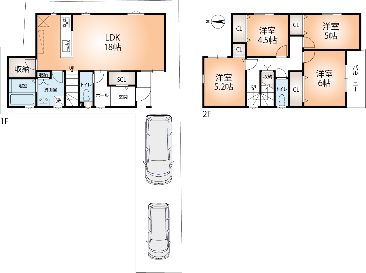 C号地　参考プラン図　延べ床面積101.25㎡　建物価格2，021万円　セット価格5，457万円　(間取)