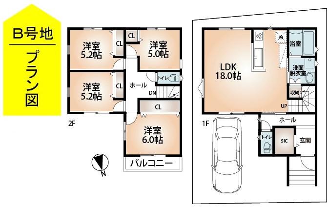 建物プラン例(Ｂ号地)(間取)