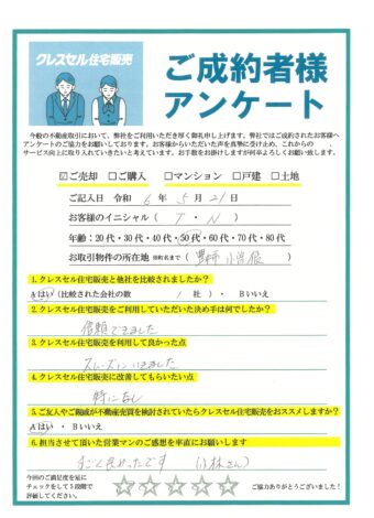 Ｔ・Ｎ様のアンケート