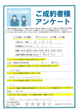 Ａ・Ｋ様のアンケート