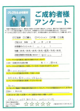 M・Ｋ様のアンケート